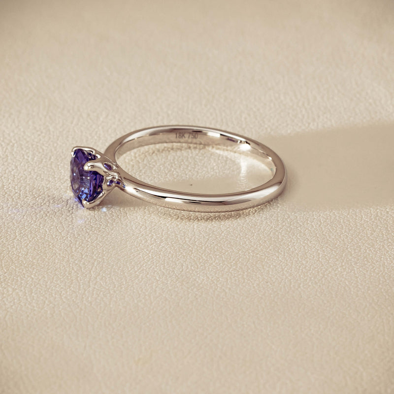 18ct White Gold Tanzanite Mini Octavia Ring - Ring - Walker & Hall