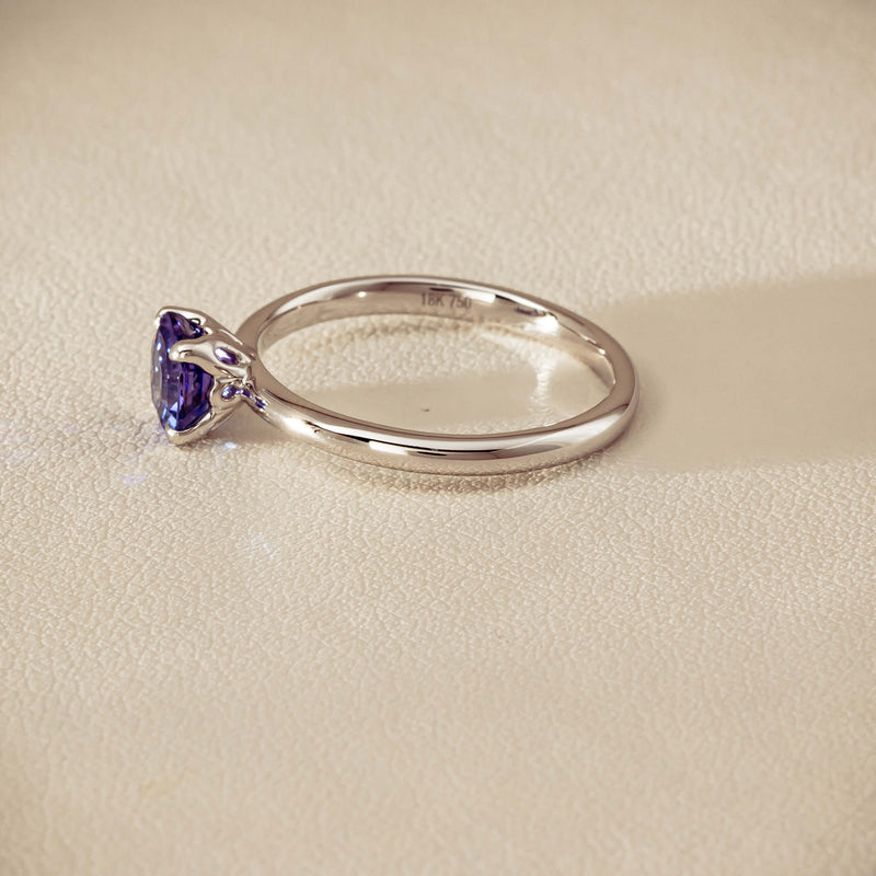 18ct White Gold Tanzanite Mini Octavia Ring - Ring - Walker & Hall