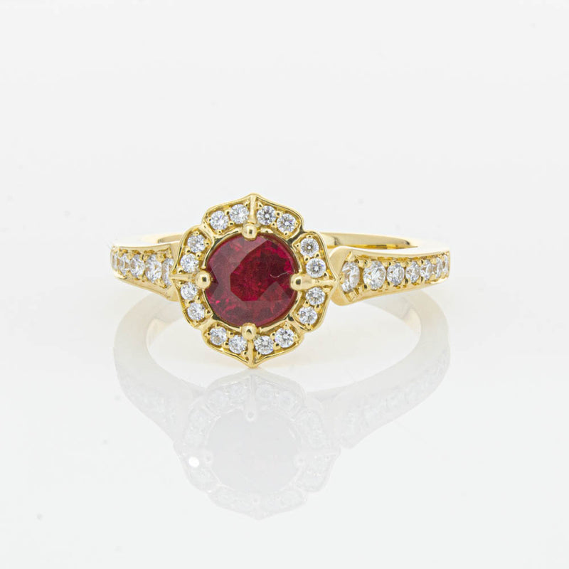 18ct Yellow Gold 1.04ct Ruby & Diamond Ring-Ring-Walker & Hall