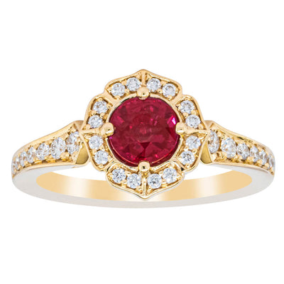 18ct Yellow Gold 1.04ct Ruby & Diamond Ring-Ring-Walker & Hall