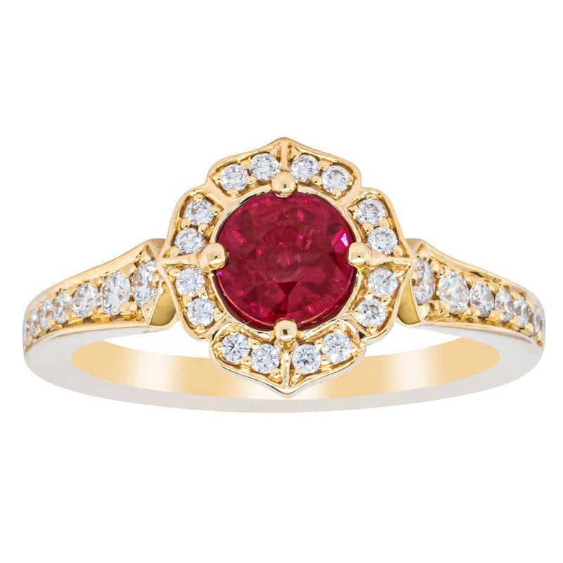 18ct Yellow Gold 1.04ct Ruby & Diamond Ring-Ring-Walker & Hall