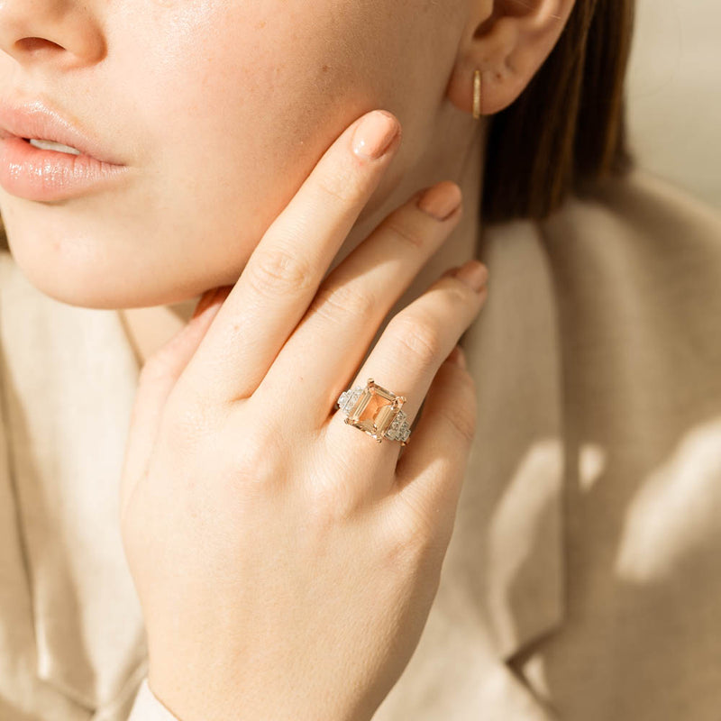 18ct Rose Gold Morganite & Diamond Maya Ring-Ring-Walker & Hall