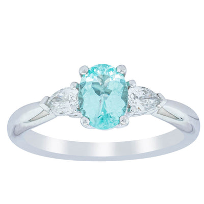 18ct White Gold .80ct Paraiba Tourmaline & Diamond Ayla Ring-Ring-Walker & Hall