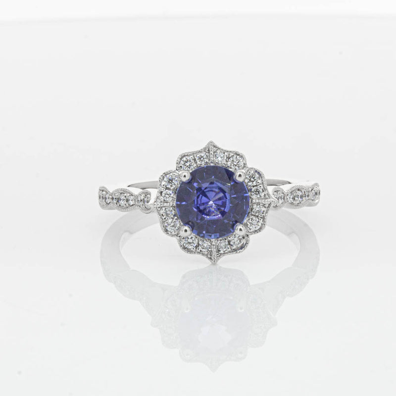18ct White Gold 1.18ct Sapphire & Diamond Paramount Ring-Ring-Walker & Hall