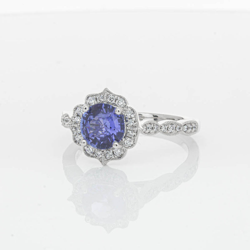 18ct White Gold 1.18ct Sapphire & Diamond Paramount Ring-Ring-Walker & Hall