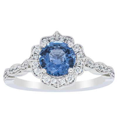 18ct White Gold 1.18ct Sapphire & Diamond Paramount Ring-Ring-Walker & Hall