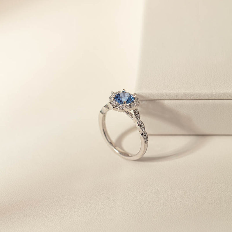 18ct White Gold 1.18ct Sapphire & Diamond Paramount Ring-Ring-Walker & Hall