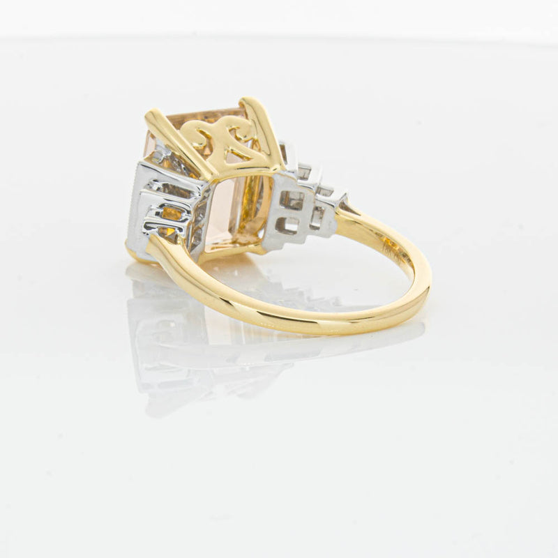 18ct Yellow Gold Morganite & Diamond Maya Ring-Ring-Walker & Hall