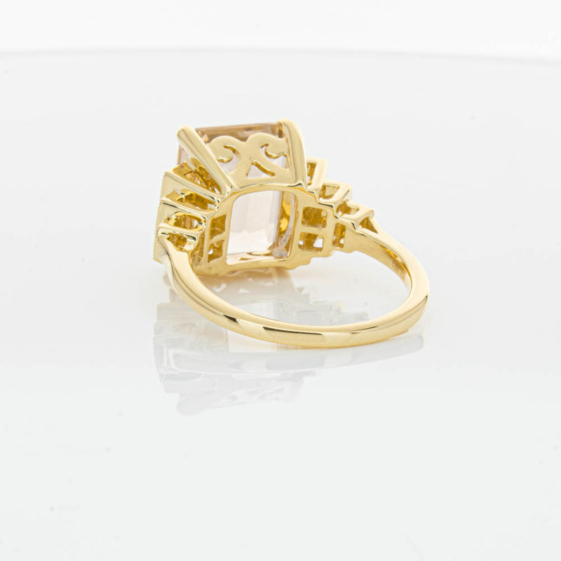18ct Yellow Gold Morganite & Diamond Maya Ring-Ring-Walker & Hall