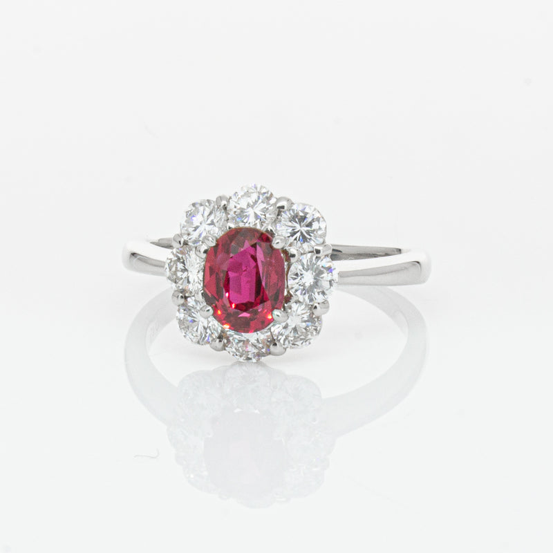 Deja Vu Platinum 1.10ct Ruby & Diamond Ring-Ring-Walker & Hall