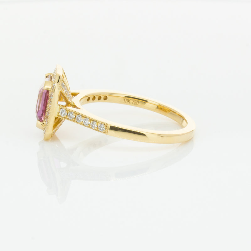 18ct Yellow Gold 1.55ct Pink Sapphire & Diamond Aria Ring-Ring-Walker & Hall