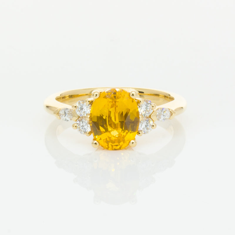 18ct Yellow Gold 2.03ct Golden Sapphire & Diamond Oriana Ring-Ring-Walker & Hall