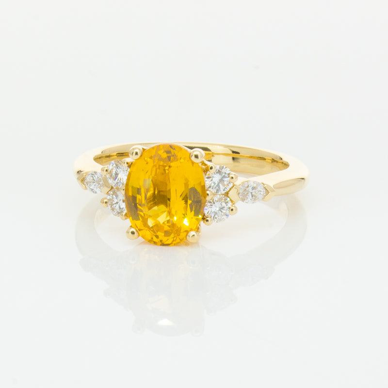 18ct Yellow Gold 2.03ct Golden Sapphire & Diamond Oriana Ring-Ring-Walker & Hall