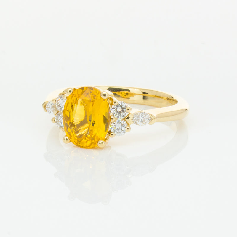 18ct Yellow Gold 2.03ct Golden Sapphire & Diamond Oriana Ring-Ring-Walker & Hall