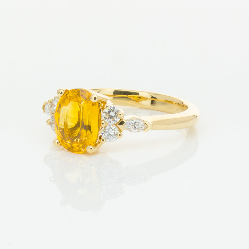 18ct Yellow Gold 2.03ct Golden Sapphire & Diamond Oriana Ring-Ring-Walker & Hall