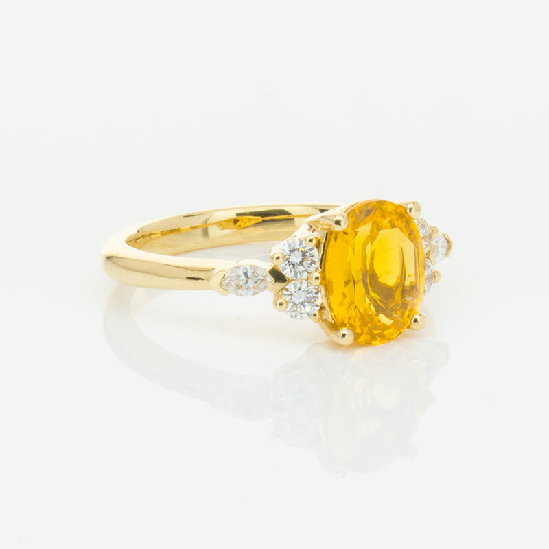 18ct Yellow Gold 2.03ct Golden Sapphire & Diamond Oriana Ring-Ring-Walker & Hall