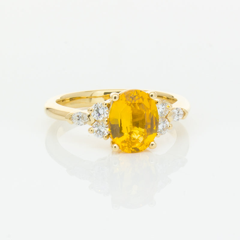 18ct Yellow Gold 2.03ct Golden Sapphire & Diamond Oriana Ring-Ring-Walker & Hall