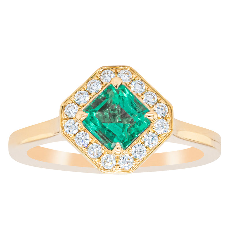 18ct Yellow Gold .84ct Emerald & Diamond Ring-Ring-Walker & Hall