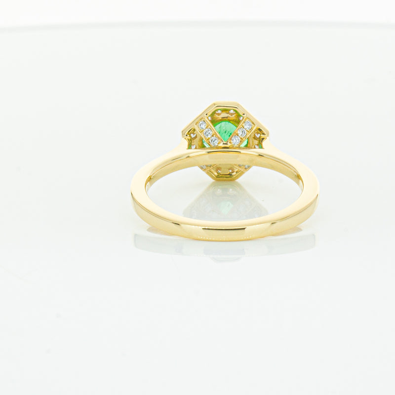 18ct Yellow Gold .84ct Emerald & Diamond Ring-Ring-Walker & Hall
