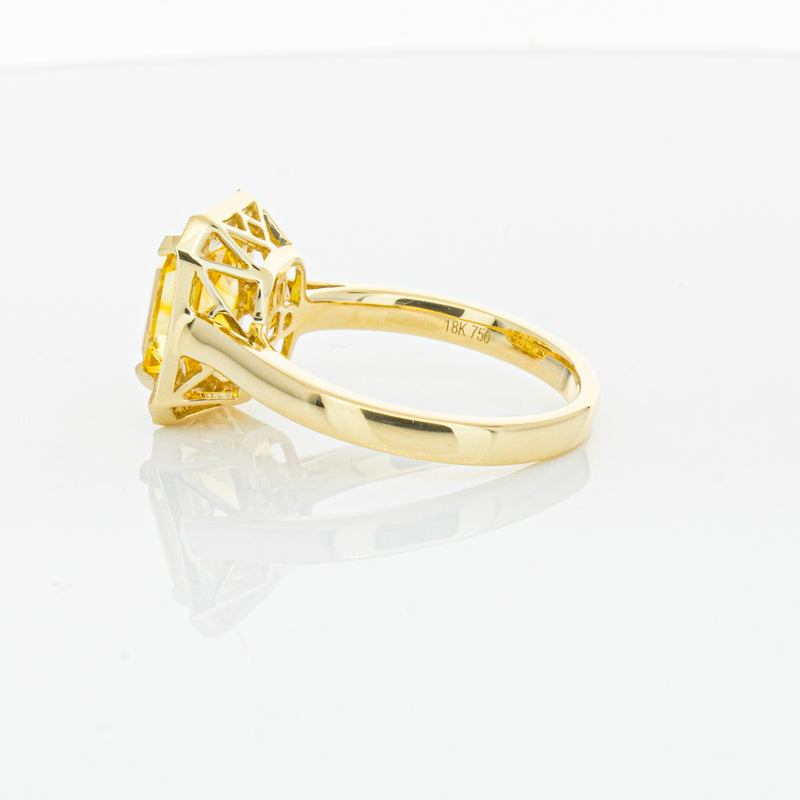 18ct Yellow Gold 3.01ct Yellow Sapphire & Diamond Empire Ring-Ring-Walker & Hall