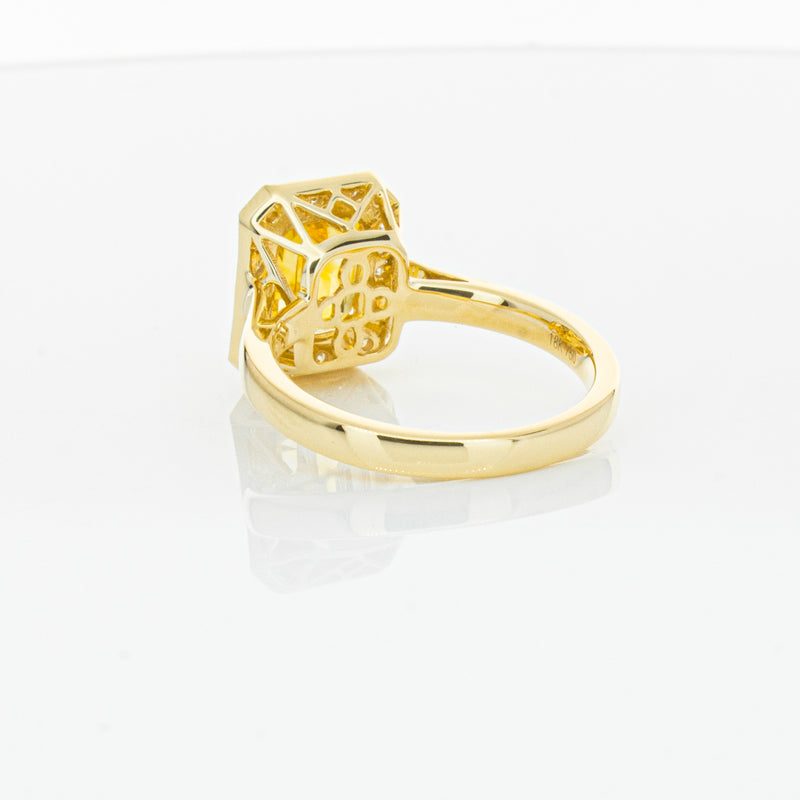 18ct Yellow Gold 3.01ct Yellow Sapphire & Diamond Empire Ring-Ring-Walker & Hall