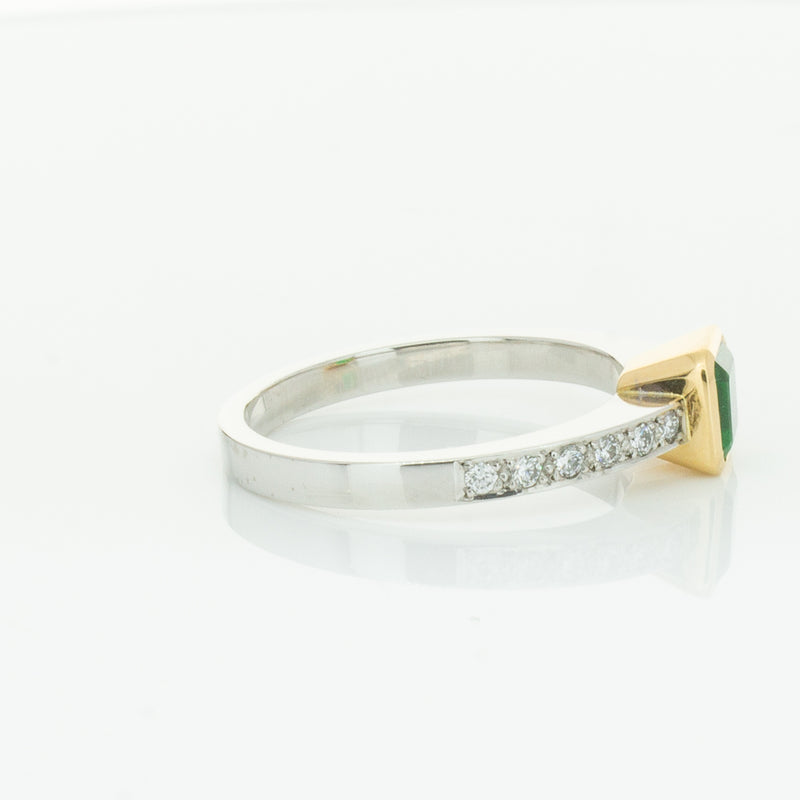Deja Vu 18ct White Gold .70ct Emerald & Diamond Ring-Ring-Walker & Hall