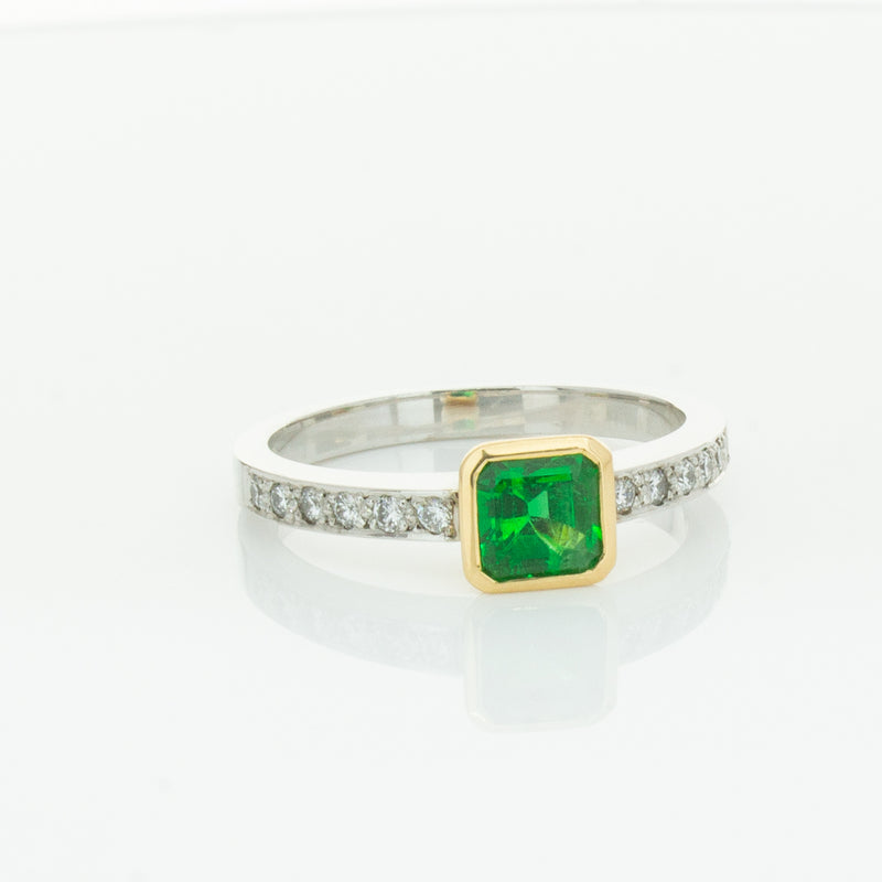 Deja Vu 18ct White Gold .70ct Emerald & Diamond Ring-Ring-Walker & Hall