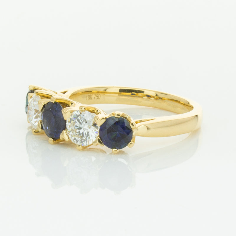 18ct Yellow Gold 1.41ct Sapphire & Diamond Pentagon Ring-Ring-Walker & Hall