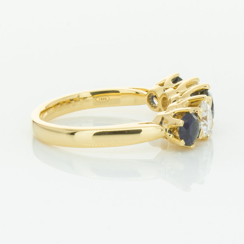 18ct Yellow Gold 1.41ct Sapphire & Diamond Pentagon Ring-Ring-Walker & Hall