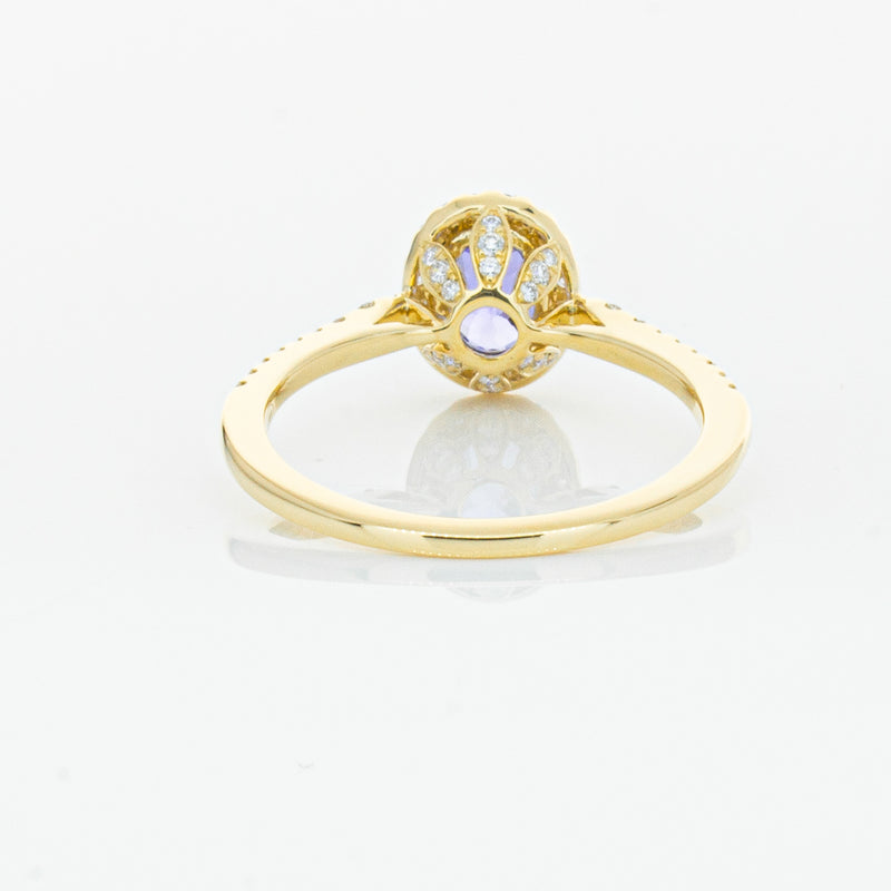 18ct Yellow Gold .81ct Tanzanite & Diamond Mini Sierra Ring-Ring-Walker & Hall
