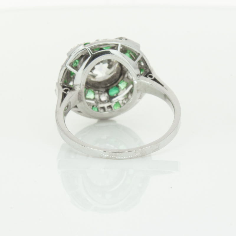 Vintage 14ct White Gold 1.94ct Diamond & Emerald Ring-Ring-Walker & Hall