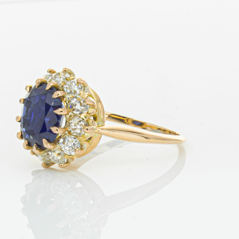 Vintage 17ct Rose Gold 2.41ct Sapphire & Diamond Ring-Ring-Walker & Hall