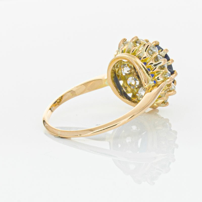 Vintage 17ct Rose Gold 2.41ct Sapphire & Diamond Ring-Ring-Walker & Hall