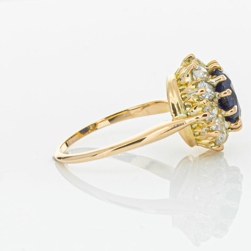 Vintage 17ct Rose Gold 2.41ct Sapphire & Diamond Ring-Ring-Walker & Hall