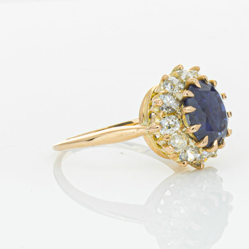 Vintage 17ct Rose Gold 2.41ct Sapphire & Diamond Ring-Ring-Walker & Hall