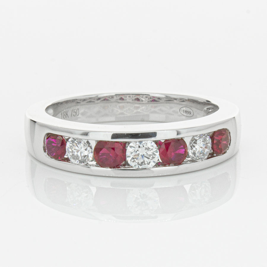 18ct White Gold .50ct Ruby & Diamond Tigris Ring-Ring-Walker & Hall