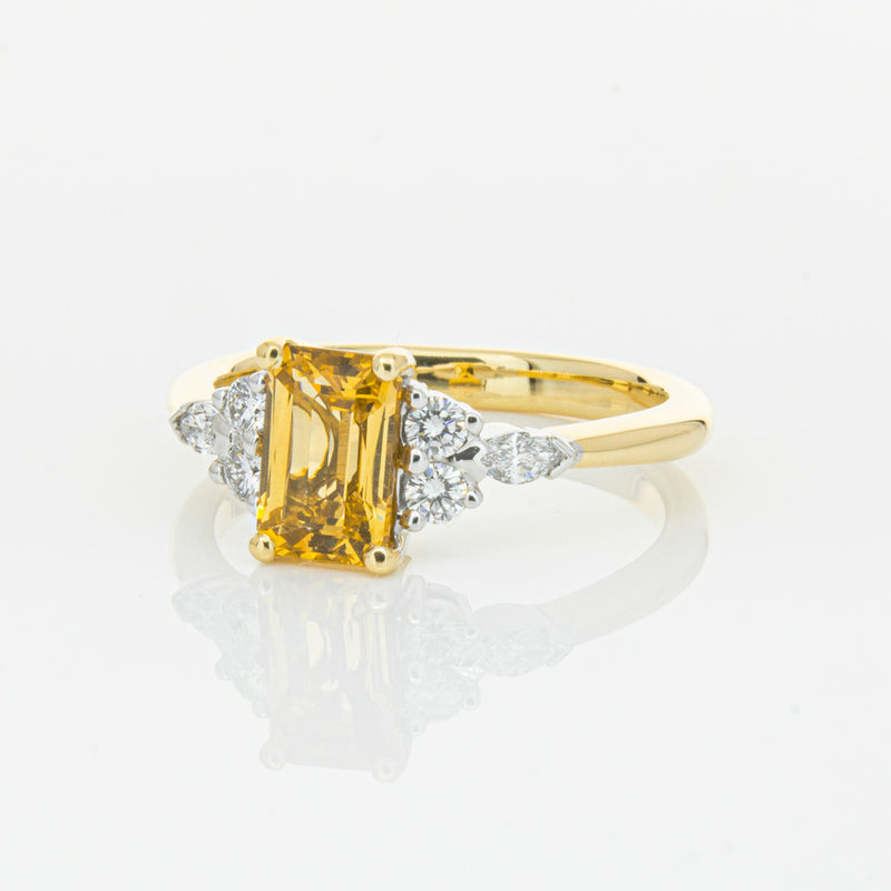 18ct Yellow Gold 1.40ct Golden Sapphire & Diamond Oriana Ring-Ring-Walker & Hall