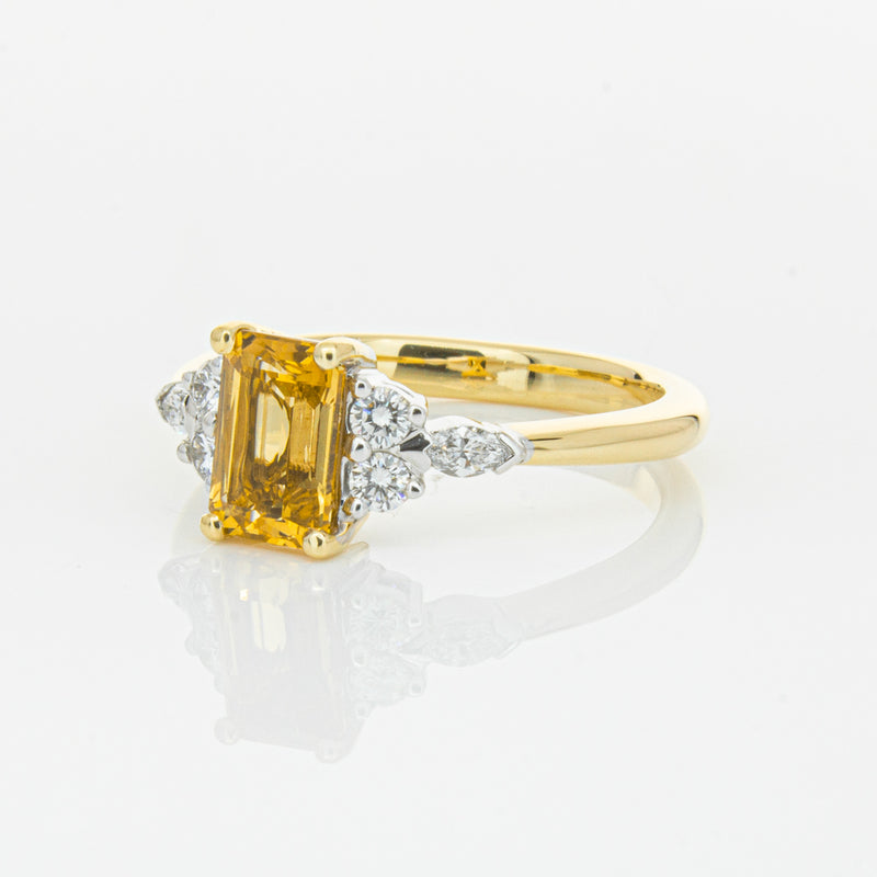 18ct Yellow Gold 1.40ct Golden Sapphire & Diamond Oriana Ring-Ring-Walker & Hall