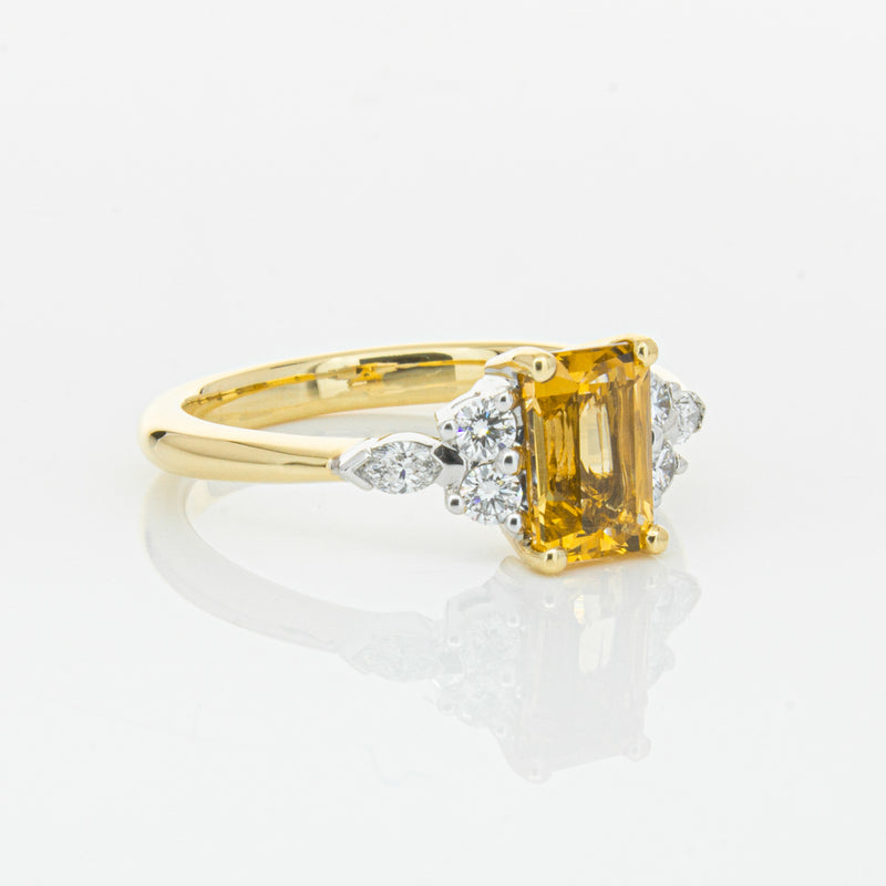 18ct Yellow Gold 1.40ct Golden Sapphire & Diamond Oriana Ring-Ring-Walker & Hall