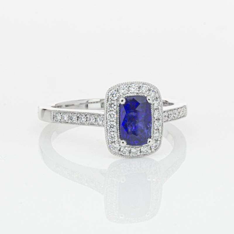 18ct White Gold 1.12ct Sapphire & Diamond Aria Ring-Ring-Walker & Hall