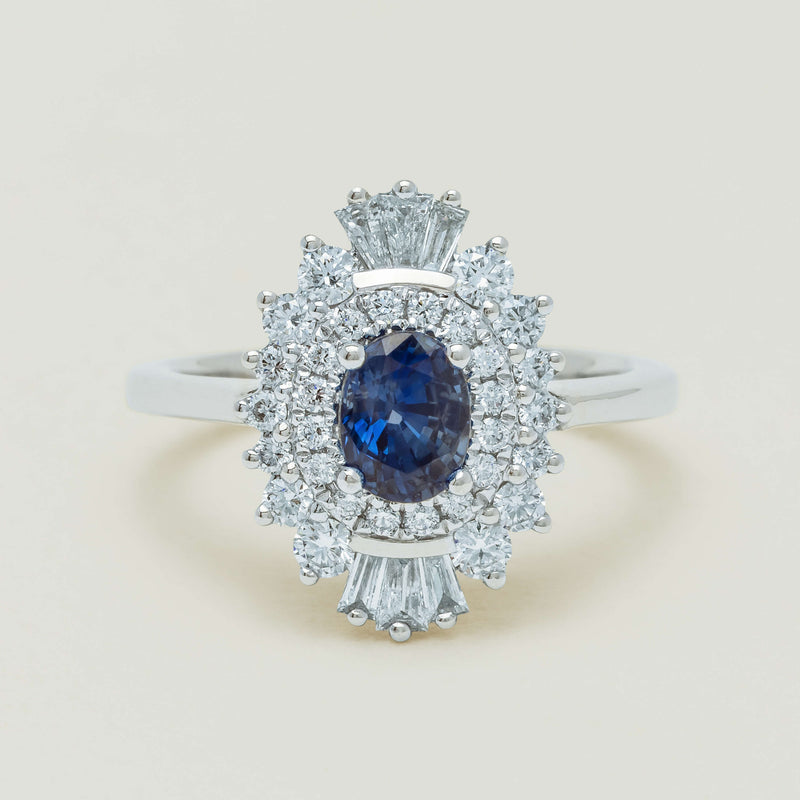 18ct White Gold 1.06ct Sapphire & Diamond Kira Ring - Ring - Walker & Hall