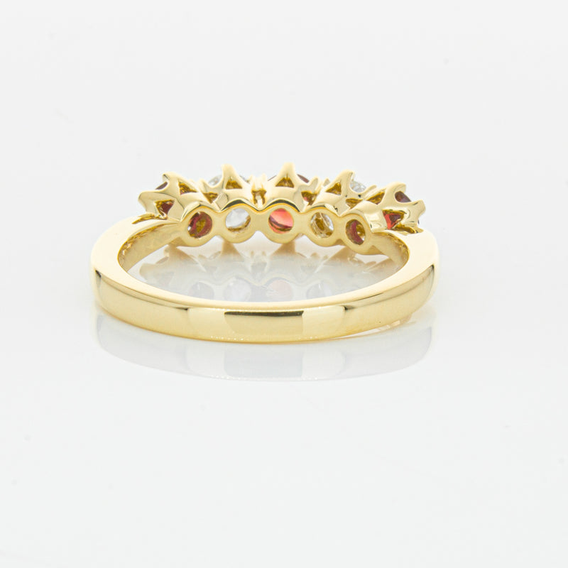 18ct Yellow Gold Ruby & Diamond Pentagon Ring-Ring-Walker & Hall