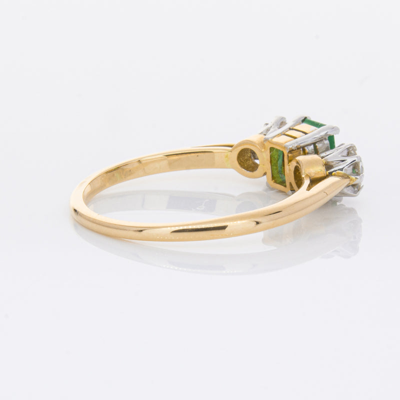 Deja Vu 17ct Yellow Gold & Platinum .50ct Emerald & Diamond Ring-Ring-Walker & Hall