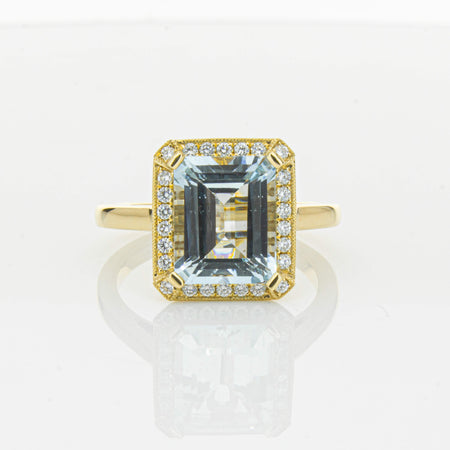 18ct Yellow Gold 3.00ct Aquamarine & Diamond Empire Ring-Ring-Walker & Hall