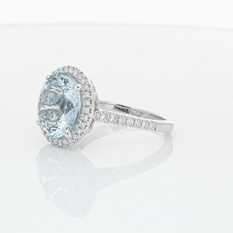 18ct White Gold 5.30ct Aquamarine & Diamond Sierra Ring-Ring-Walker & Hall