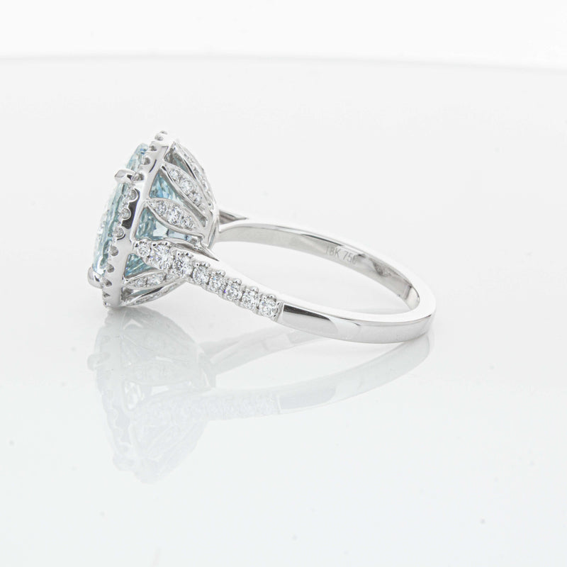 18ct White Gold 5.30ct Aquamarine & Diamond Sierra Ring-Ring-Walker & Hall