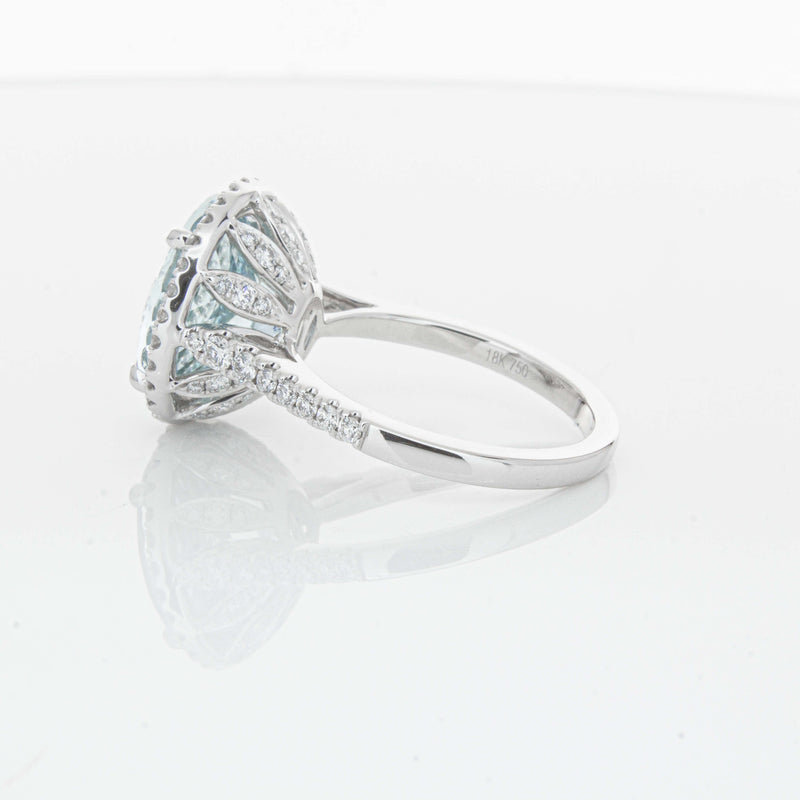 18ct White Gold 5.30ct Aquamarine & Diamond Sierra Ring-Ring-Walker & Hall