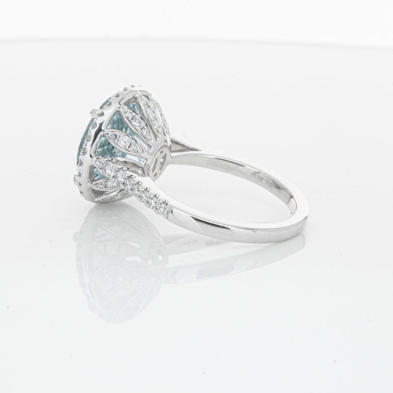 18ct White Gold 5.30ct Aquamarine & Diamond Sierra Ring-Ring-Walker & Hall