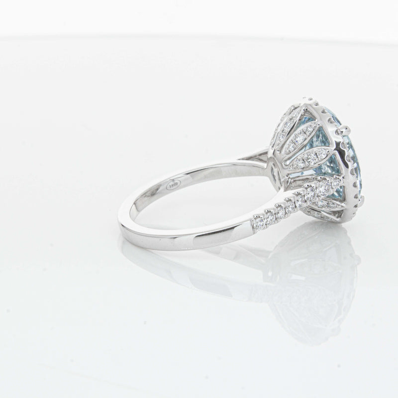 18ct White Gold 5.30ct Aquamarine & Diamond Sierra Ring-Ring-Walker & Hall