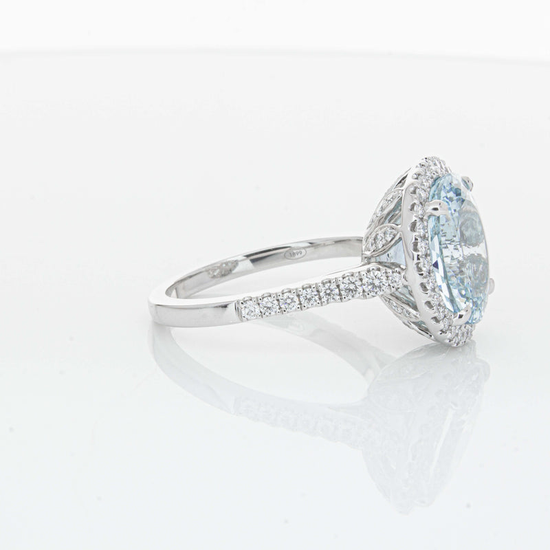 18ct White Gold 5.30ct Aquamarine & Diamond Sierra Ring-Ring-Walker & Hall